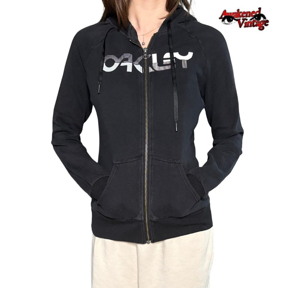 Y2K Black Oakley zip up hoodie women’s size Medium